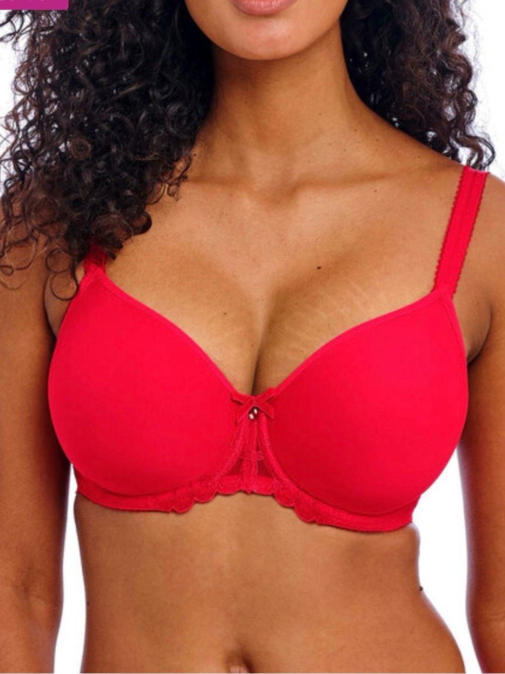 NWT Freya Red Lace Trim Loveland Bombshell Molded Spacer Bra Size 38I